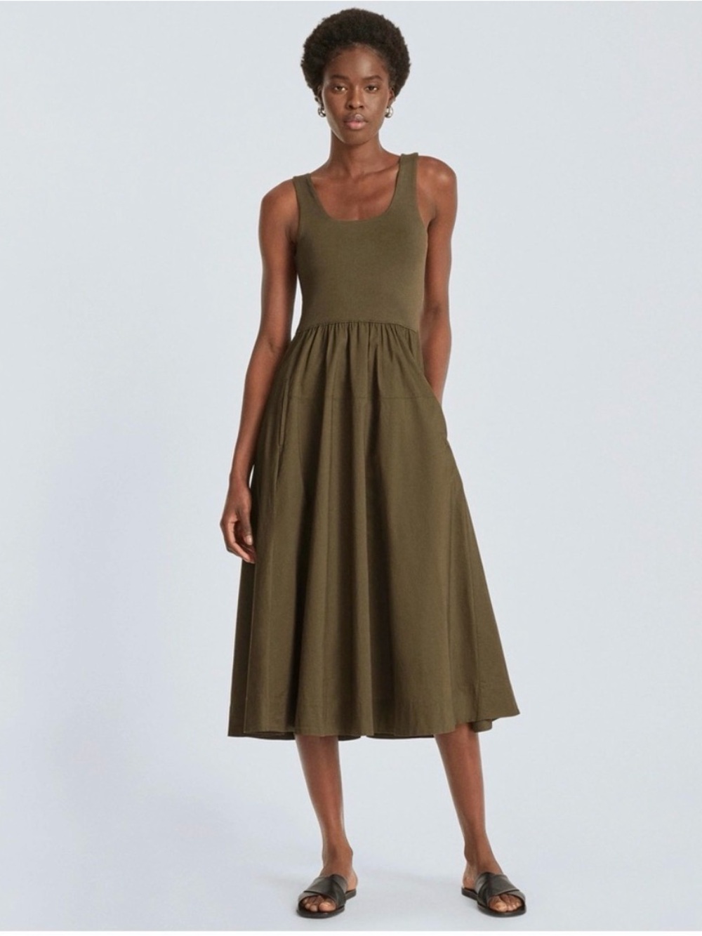 Everlane The Riviera Dress in Olive Green